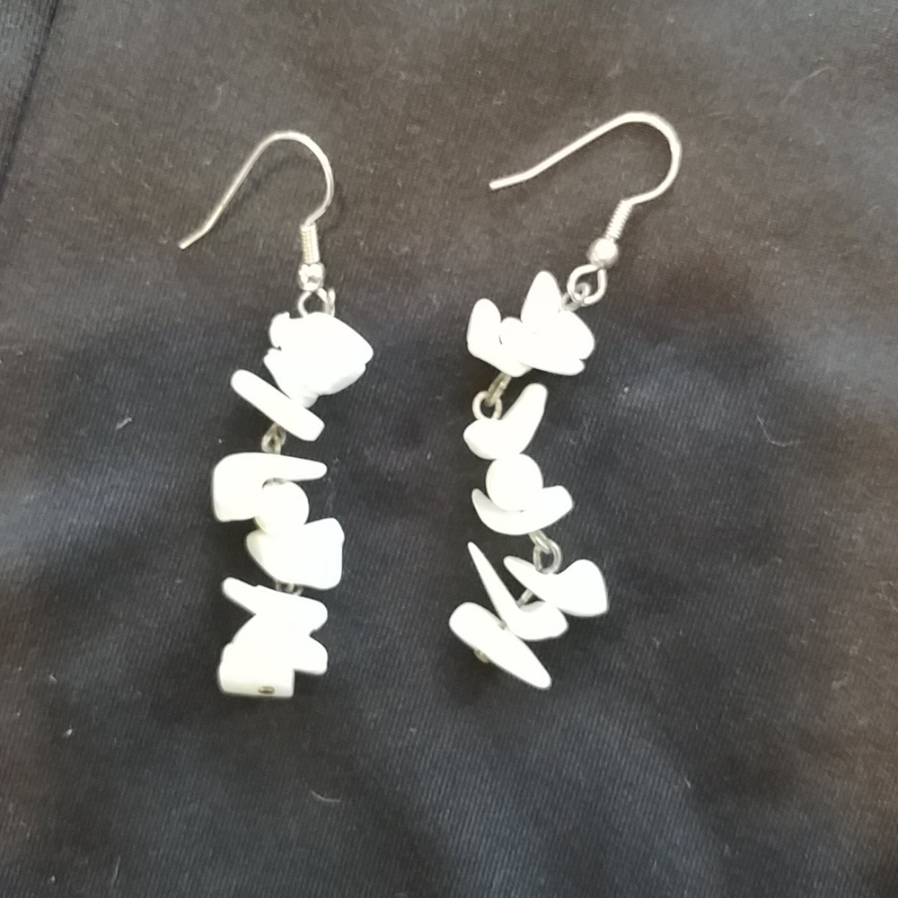 White stone earrings